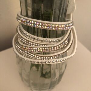 Suede Wrap Bracelet / Choker  - White - Extends to 15.5"